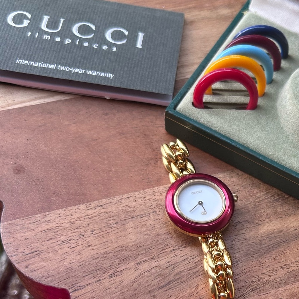 14K Gold Plated GUCCI Luxury Statement Watch RARE!